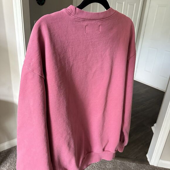 Austin Crewneck Rich Mom Gear Sweatshirt SZ L Pink Orange Pullover Sweater - Picture 5 of 7